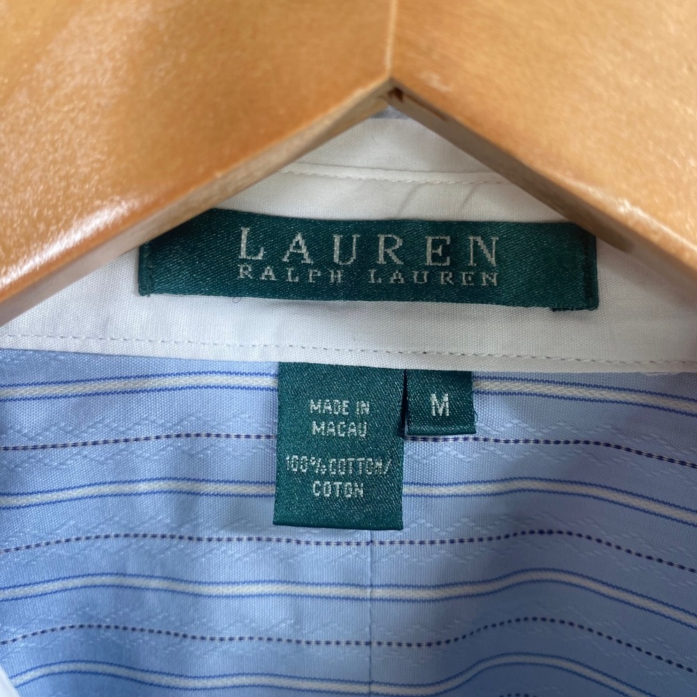 Lauren Ralph Lauren Striped Button Up Shirt Womens Medium Preppy Workwear - Picture 5 of 9